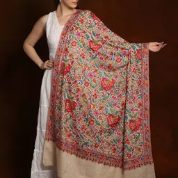 Exotic India Floral Embroidered Pashmina Shawl-picture-12
