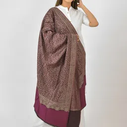 BAISA Floral Woven Design Acrylic & Wool Shawl-16