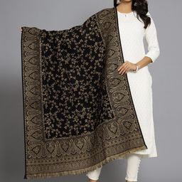 HANDICRAFT PALACE Women Black Woven-Design Shawl-picture-41