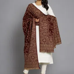 HANDICRAFT PALACE Women Brown & Beige Woven-Design Shawl-picture-31