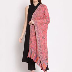 Anekaant Women Pink & Green Woven-Design Woolen Shawl-picture-17