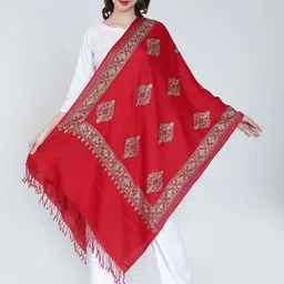 Moda Chales Women Ethnic Motifs Embroidered Pure Wool Shawl-picture-3