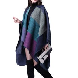 Alexvyan Checked High Low Acrylic Open Front Longline Shrug-14
