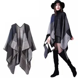 Alexvyan Checked Acrylic Asymmetric Open Front Longline Shrug image 2