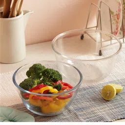 Femora Set Of 2 Transparent Solid Borosilicate Glass Mixing Bowl Bakeware-17