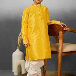 YK Boys Geometric Woven Design Straight Kurta With Dhoti Pants-8