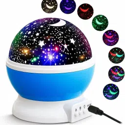 Star Master Rotating 360 Degree Moon Night Light Lamp Projector with Colors and USB Cable,Lamp for Kids Room Night Bulb (Multi Color,Pack of 1) (Random) Night Lamp-14