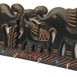 Wooden Beautiful Elephant Designed Key Hanger with 6 Hook,Carved Key Holder, Wall Decor Home and Office Wood Key Holder-image-46