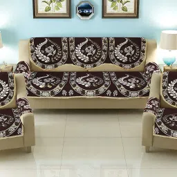 Cotton Floral 3+2 Seater Sofa Cover-image-33