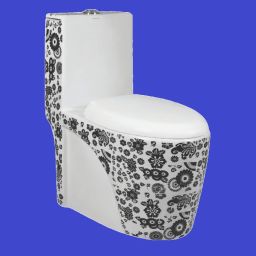 Designer One Piece EWC Toilet Water Closet S Trap Distance 225mm Printed Western Commode-25