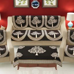 Jacquard Floral 3+1+1 Seater Sofa Cover-image-80