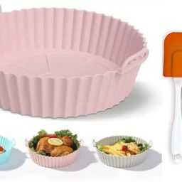 Air Fryer Tray-Pink Food Safe Heating Baking Tray, With 1 Oil brush & 1 Spatula Airfryer Tray-image-71