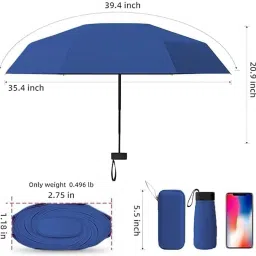 niyanetail Mini Folding Compact Umbrella with Case, Manual Open 6 Ribs Lightweight Portable Umbrella image 2