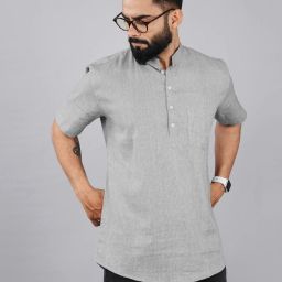 Men Self Design Cotton Blend Straight Kurta-image-55