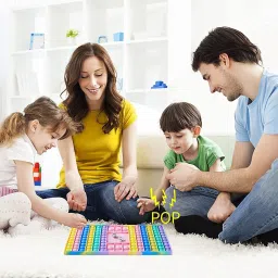 pluspoint Big Size Pop Game Fidget Toy, Silicone Bubble Rainbow Chess Board Push Popping Sound Popper Sensory Toys for Parent Child, Interactive Jumbo Stress Anxiety Relief Toy Play with Friends (Random color) (Rectangle) image 5