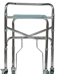 vms careline Standard Foldable ,Height Adjustable Commode with Long Bucket Manual Wheelchair image 4