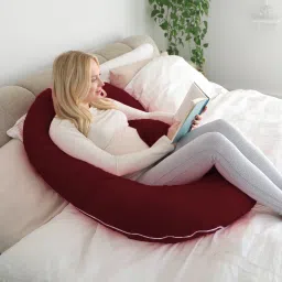 Luxurious Imported Velvet C Shaped Microfibre Solid Pregnancy Pillow Pack of 1-image-70