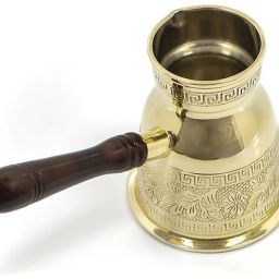 Turkish Coffee Pot Solid Brass Greek Key Design with Removable Wooden Handle 4 Cups Coffee Maker-image-87