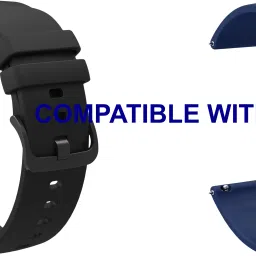 ACM WSM24L22BKBL3029 Pack of 2 Watch Strap Silicone Color Hook 22mm for Beatxp Exact Smartwatch (Black/Blue) Smart Watch Strap-image-5