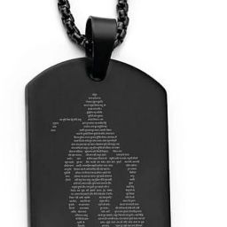 Hanuman Chalisa Dod Tag Stainless Steel Pendant for Men with Chain Black 22" Stainless Steel-image-43