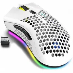 Etzin Lightweight Gaming Mouse, Honeycomb Design Rechargeable Wireless (White) Wireless HybridGaming Mouse-1