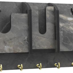 Premium 83 Double Mobile Stand, Remote Stand & Key Holder With 7 S.S. Key Hook. Wood Key Holder-image-69