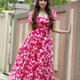 Printed, Floral Print Georgette Stitched Anarkali Gown-28