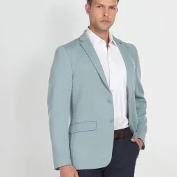 Men Self Design Single Breasted Formal Blazer-picture-9