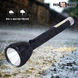 pick ur needs Dual 2in1 Power Full Led Rechargeable Long Range Torch Upto 1 Km With BackLight 6 hrs Torch Emergency Light image 4