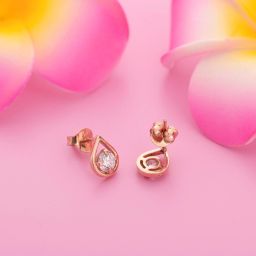 925 Silver Rose Gold Plated Teardrop CZ Stud Earrings Gift for Her Cubic Zirconia Sterling Silver Stud Earring-image-4