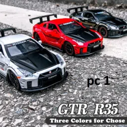 1:32 Nissan-GTR R35 Zinc Alloy Pull Back Toy Car Die Cast Light Sound pc 1-image-30