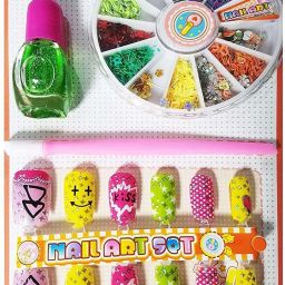 jellify Nail Art Kit with 12 Artificial Nails with Tools and Glitters (pack of 3) image 2