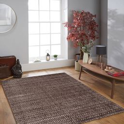 OBSESSIONS Brown & White Patterned Polypropylene Carpet-picture-3