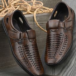Mactree Men Brown & Black PU Shoe-Style Sandals-image-39
