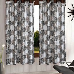 Cortina Brown & Silver-Toned Fancy Polyester Window Curtain-11