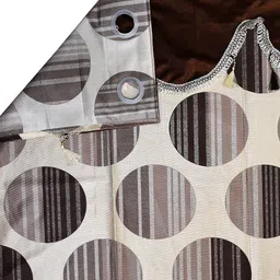 Cortina Brown & Cream-Coloured Set of 2 Fancy Window Curtain image 2