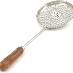 Stainless Steel Boondi Jhara with Wooden Handle (6 inch Diameter) for Ladoo Making Strainer-3
