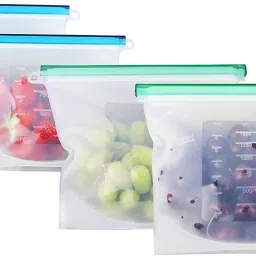 Sous Vide Storage Silicone Fridge Bag/Leak Proof Liquid Storage Silicone Fridge Zip Lock Bag - 1lt - Pack of 4pcs Pack of 4 Grocery Bags-image-38