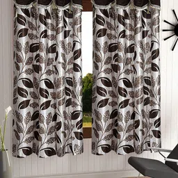 Cortina Brown Set of 2 Floral Polyester Window Curtain-13