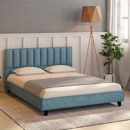 casacraft from pepperfry Isobel Upholstered Queen Size Bed In Turquoise Blue Colour-picture-26