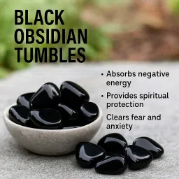 BLACK OBSIDIAN TUMBLE Polished Angular Crystal Stone-39