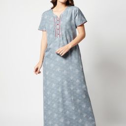 Zeyo Floral Printed Maxi Nightdress-image-36