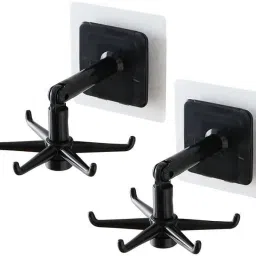 Wall mounting Self Adhesive 360 Degree Rotating Hook for Hanging(Pack of 2) Hook 6-19
