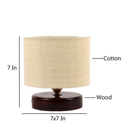 Devansh White & Brown Wood Base Jute Table Lamps with Shade image 2
