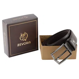 ZEVORA Men Brown Textured Belt-image-79