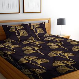 RISING STAR Black & Yellow Cotton King Bedsheet with 2 Pillow Covers-image-5