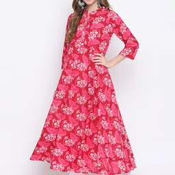 FASHION DEPTH Women Floral Printed Thread Work Pure Cotton Anarkali Kurta-picture-50