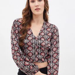 Kibo Printed V-Neck Crop Top-image-42