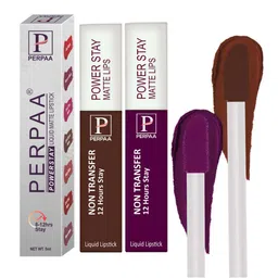 PERPAA Set of 2 Power Stay Liquid Matte Lipsticks 5ml Each - Brown+Wine image 3