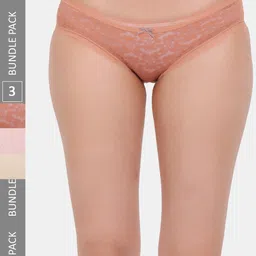 Amour Secret Pack Of 3 Self Design Lace Leak Proof Hipster Briefs-image-88
